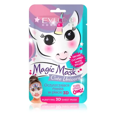 Eveline Cosmetics Magic Mask Cute Unicorn textil 3D mélytisztító arcmaszk 1 db