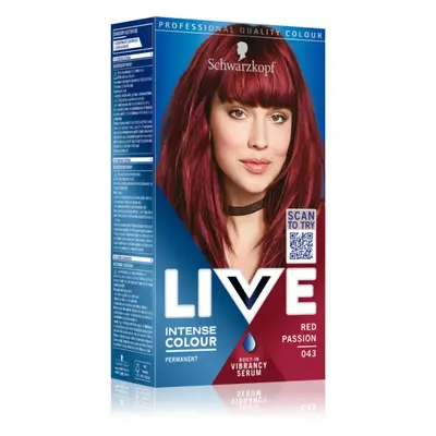 Schwarzkopf LIVE Intense Colour tartós hajfesték árnyalat 043 Red Passion 2x60 ml