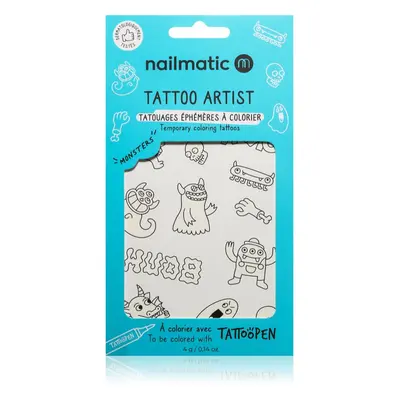 Nailmatic Tattoo Artist Temporary Coloring Tattoos tetoválás gyermekeknek 3 y+ Monsters 9x16,3 c