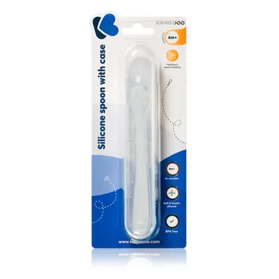 Kikkaboo Silicone Spoon in a Case kiskanál tokkal 4 m+ Blue 1 db