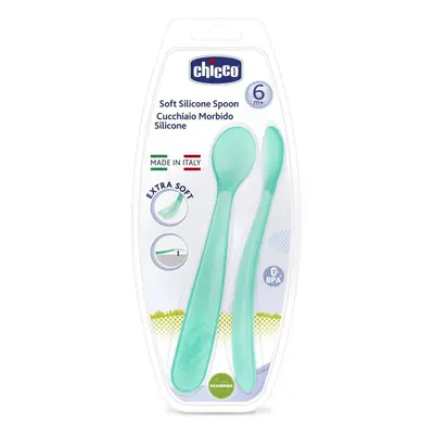 Chicco Soft Silicone kiskanál 6m+ Blue 2 db