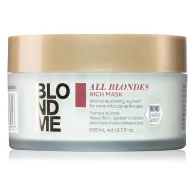 Schwarzkopf Professional Blondme All Blondes Rich tápláló maszk vastag szálú haj 200 ml