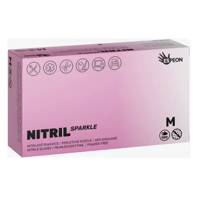 Espeon Nitril Sparkle Pearlescent Pink púdermentes nitrilkesztyű méret M 2x50 db