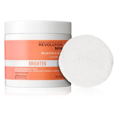 Revolution Skincare Brighten 3% Glycolic Acid tisztító vattakorong 60 db