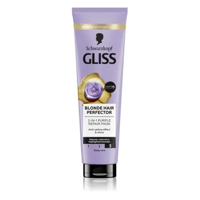 Schwarzkopf Gliss Blonde Hair Perfector regeneráló hajmasz szőkített vagy melírozott hajra 150 m