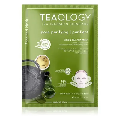 Teaology Face Mask Green Tea AHA arcmaszk tisztító és frissítő hatással az arcra és a nyakra 21 