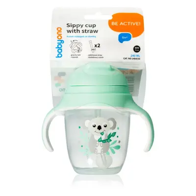 BabyOno Be Active Sippy Cup with Weighted Straw gyakorlóbögre szívószállal 6 m+ Koala 240 ml