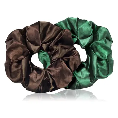 BrushArt Hair Large satin scrunchie set hajgumik Brown & Green