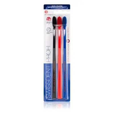 Swissdent Profi Colours fogkefék soft - medium black, red, blue 3 db