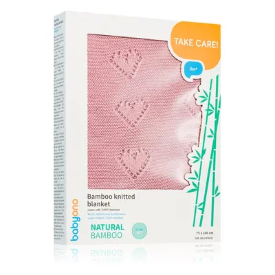 BabyOno Take Care Bamboo Knitted Blanket pléd Pink Hearts 75x100 cm