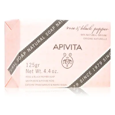 Apivita Natural Soap Rose & Black Pepper tisztító kemény szappan 125 g