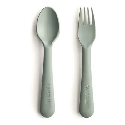 Mushie Fork and Spoon Set étkészlet Sage 2 db