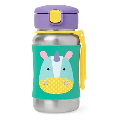 Skip Hop Zoo Straw Bottle rozsdamentes kulacs szívószállal Unicorn 12 m+ 350 ml