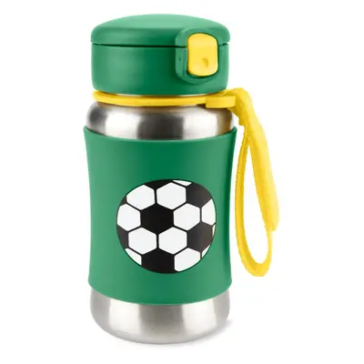 Skip Hop Spark Style Straw Bottle rozsdamentes kulacs szívószállal Fotbal 12 m+ 350 ml