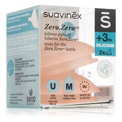 Suavinex Zero Zero Bottle Teat etetőcumi M Medium Flow 0 m+ 2 db