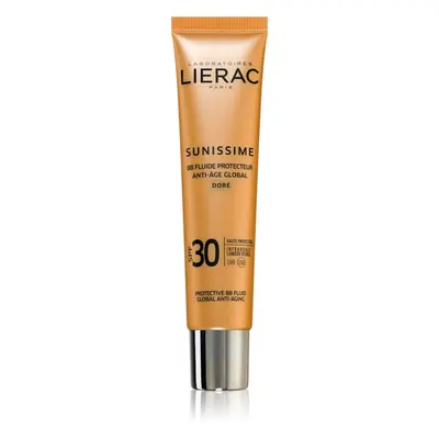 Lierac Sunissime Global Anti-Ageing Care védő és tonizáló folyadék arcra SPF 30 árnyalat Golden 