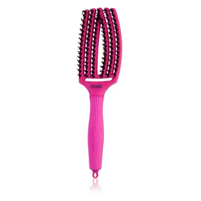 Olivia Garden Fingerbrush ThinkPink lapos kefe nejlon- és vaddisznósörtékkel Neon Pink 1 db