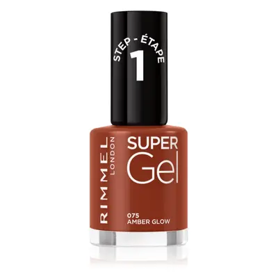 Rimmel Super Gel géles körömlakk UV/LED lámpa használata nélkül árnyalat 075 Amber Glow 12 ml