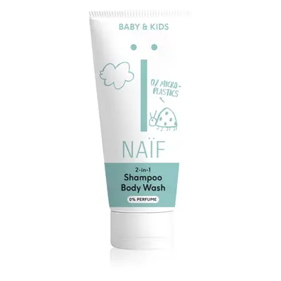 Naif Baby & Kids 2-in-1 gyermek tisztító gél és sampon parfümmentes 200 ml