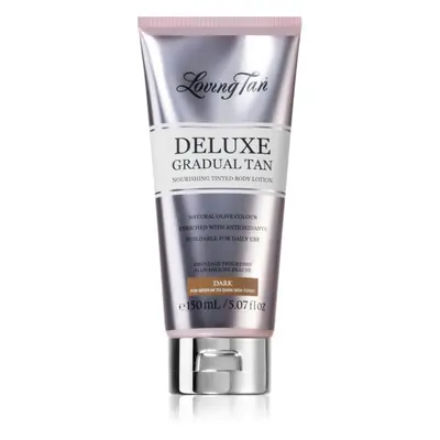 Loving Tan Deluxe Gradual Tan tápláló testápoló krém a napbarnított bőr kiemelésére árnyalat Dar