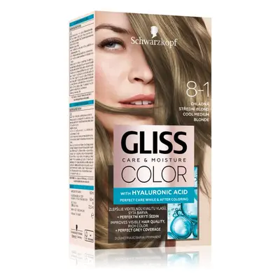 Schwarzkopf Gliss Color tartós hajfesték árnyalat 8-1 Cool Medium Blonde 2x60 ml