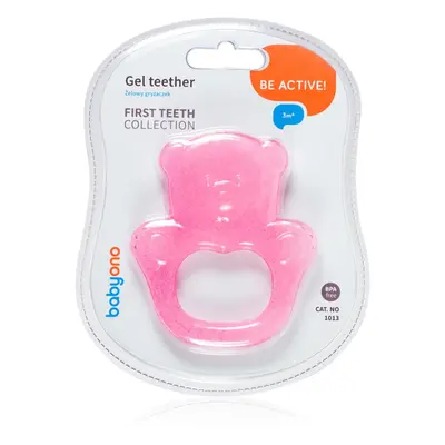 BabyOno Be Active Gel Teether rágóka Pink Bear 1 db