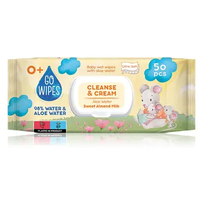 GoWipes Cleanse & Cream Sweet Almond Milk finom nedves törlőkendők gyermekeknek aloe verával 0+ 