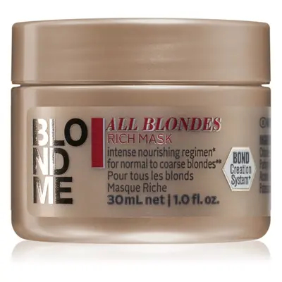 Schwarzkopf Professional Blondme All Blondes Rich tápláló maszk vastag szálú haj 30 ml