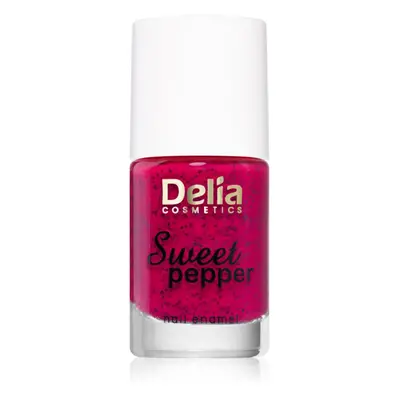 Delia Cosmetics Sweet Pepper Black Particles körömlakk árnyalat 05 Raspberry 11 ml