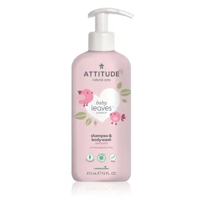 Attitude Baby Leaves Unscented tusfürdő gél és sampon 2 in 1 gyermekeknek 473 ml