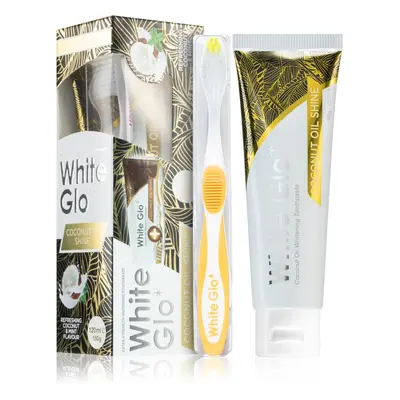 White Glo Coconut Oil Shine fehérítő fogkrém kefével Coconut and Mint Flavour 150 g