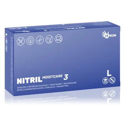 Espeon Nitril Moistcare3 Dark Blue púdermentes nitrilkesztyű hidratáló hatással méret L 2x50 db