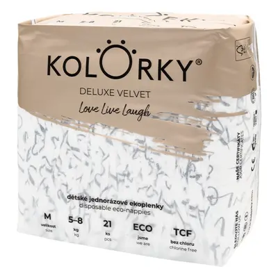 Kolorky Deluxe Velvet Love Live Laugh eldobható ÖKO pelenkák M méret 5-8 Kg 21 db