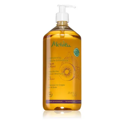 Melvita Extra-Gentle Shower Shampoo tusoló sampon haj és test Fig & Kiwi 1000 ml