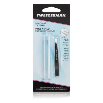 Tweezerman Mini Slant ferde végű szemöldökcsipesz mini utazó tokkal Stainless 1 db