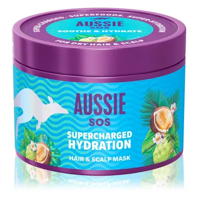 Aussie SOS Supercharged Hydration nyugtató hidratáló maszk a hajra és a fejbőrre 500 ml