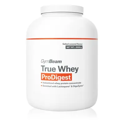 GymBeam True Whey ProDigest tejsavófehérje emésztőenzimeket tartalmaz íz Salted Caramel 2000 g