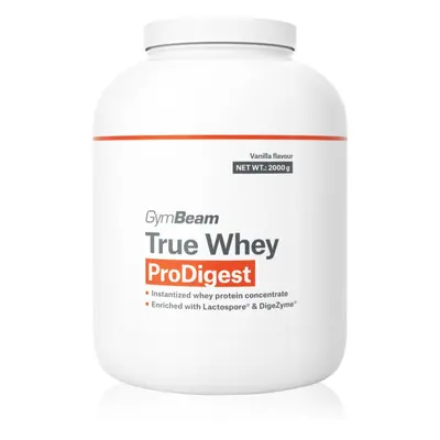 GymBeam True Whey ProDigest tejsavófehérje emésztőenzimeket tartalmaz íz Vanilla 2000 g