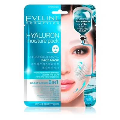 Eveline Cosmetics Hyaluron Moisture Pack szuper hidratáló és nyugtató szövet arcmaszk 1 db