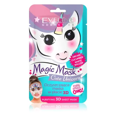 Eveline Cosmetics Magic Mask Cute Unicorn textil 3D mélytisztító arcmaszk 1 db