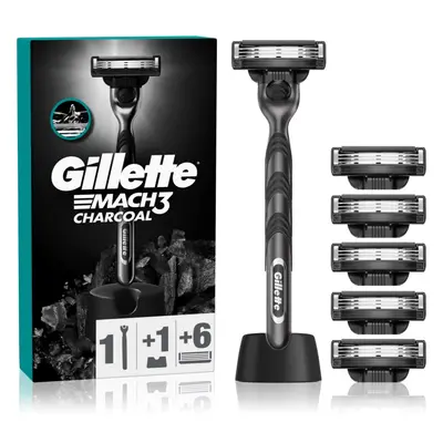 Gillette Mach3 Charcoal borotva állvánnyal + cserepenge 6 db