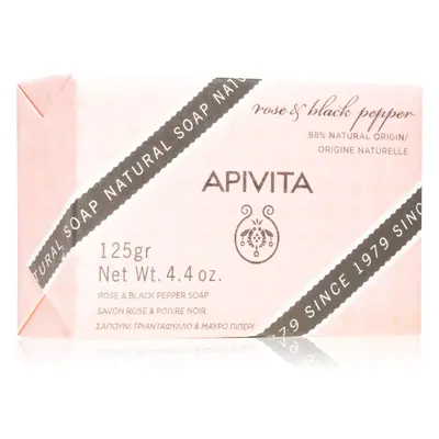 Apivita Natural Soap Rose & Black Pepper tisztító kemény szappan 125 g