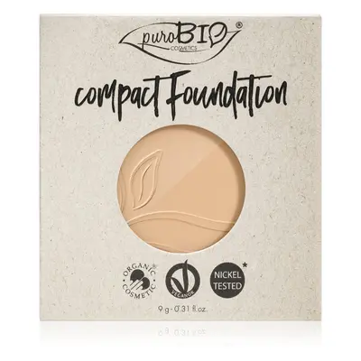 puroBIO Cosmetics Compact Foundation kompakt púderes alapozó utántöltő SPF 10 árnyalat 01 9 g