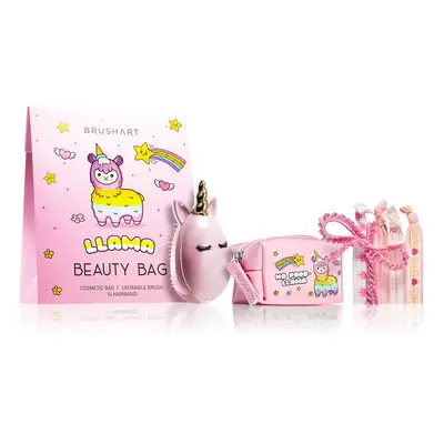 BrushArt KIDS Llama beauty bag ajándékszett gyermekeknek Llama beauty bag pink