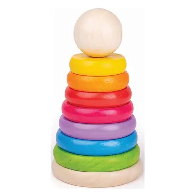 Bigjigs Toys First Rainbow Stacker gyűrűpiramis fából készült