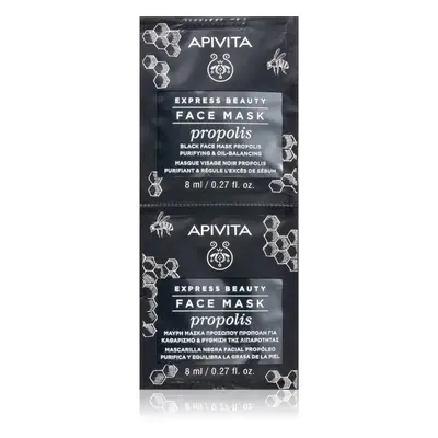 Apivita Express Beauty Purifying Face Mask Propolis tisztító fekete maszk zsíros bőrre 2 x 8 ml