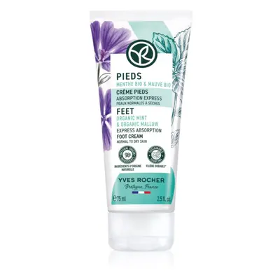 Yves Rocher Pieds tápláló krém lábakra Organic Mint & Organic Mallow 75 ml