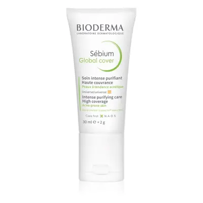 Bioderma Sébium Global Cover intenzíven fedő tonizáló ápolás az arcnak pattanásos bőrre árnyalat