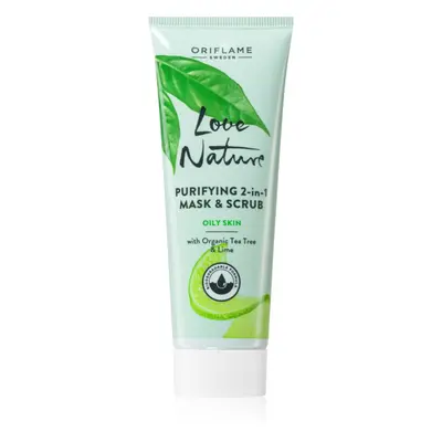 Oriflame Love Nature Organic Tea Tree & Lime tisztító maszk és peeling zsíros bőrre 75 ml