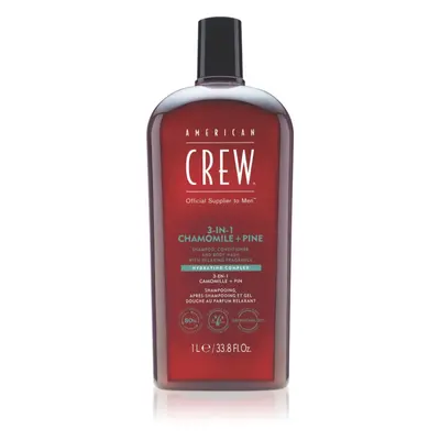 American Crew 3 in 1 Chamimile + Pine 3 az 1 sampon, kondicionáló és tusfürdő uraknak 1000 ml